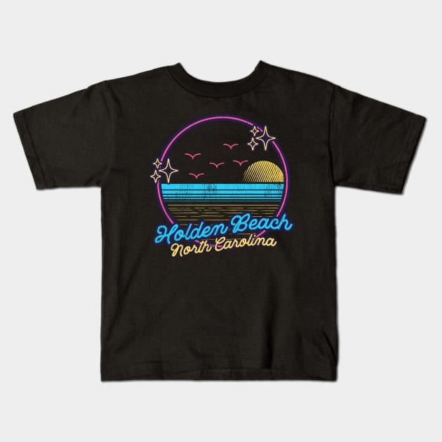 Holden Beach, North Carolina Seagull Sunrise Kids T-Shirt by Contentarama